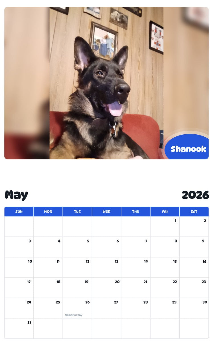 2026 - 2027 Shanook - Pawidols Pet Calendar