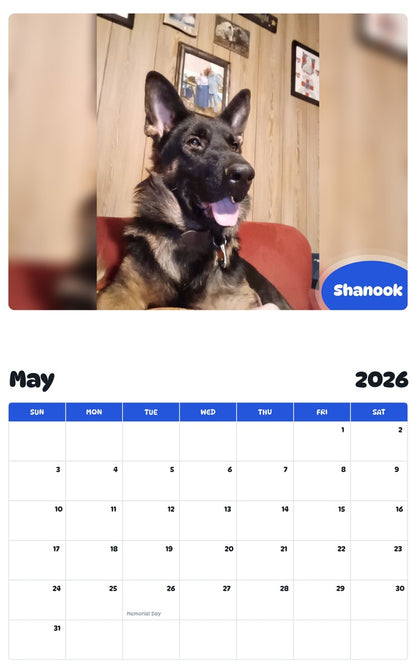 2026 - 2027 Shanook - Pawidols Pet Calendar