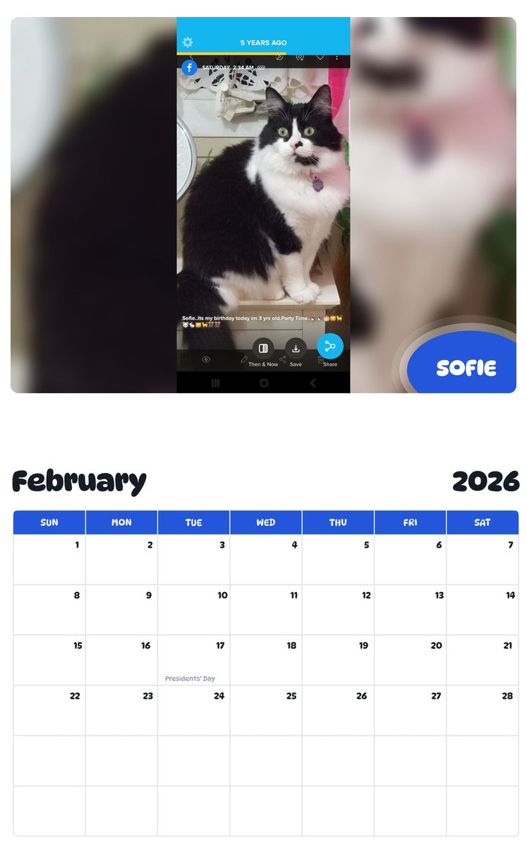 October 2025 - September 2026 SOFIE - Pawidols Pet Calendar