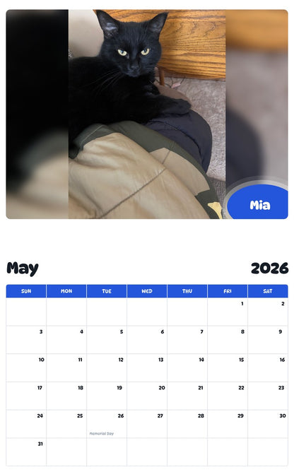 2026 - 2027 Mia - Pawidols Pet Calendar