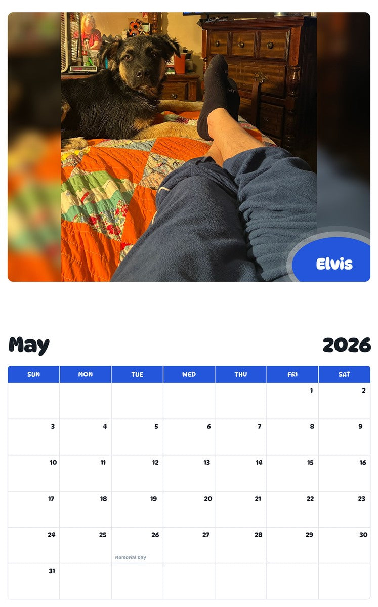 2026 - 2027 Elvis - Pawidols Pet Calendar