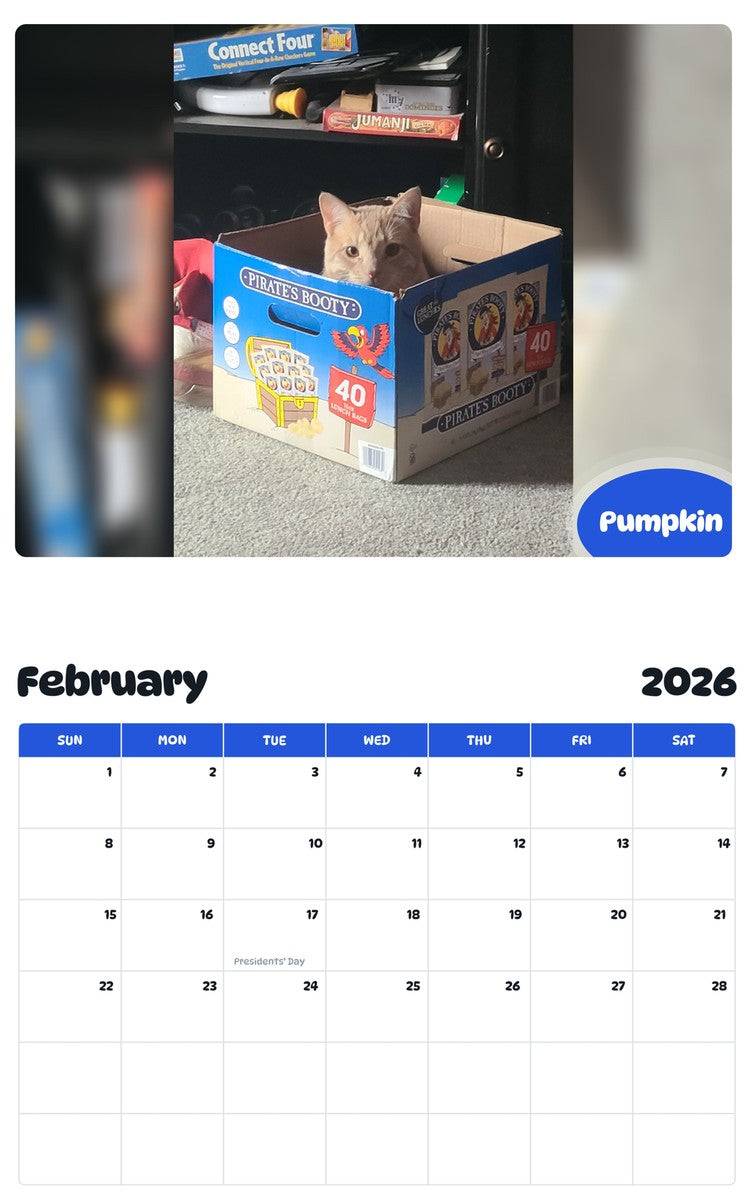 October 2025 - September 2026 Pumpkin - Pawidols Pet Calendar