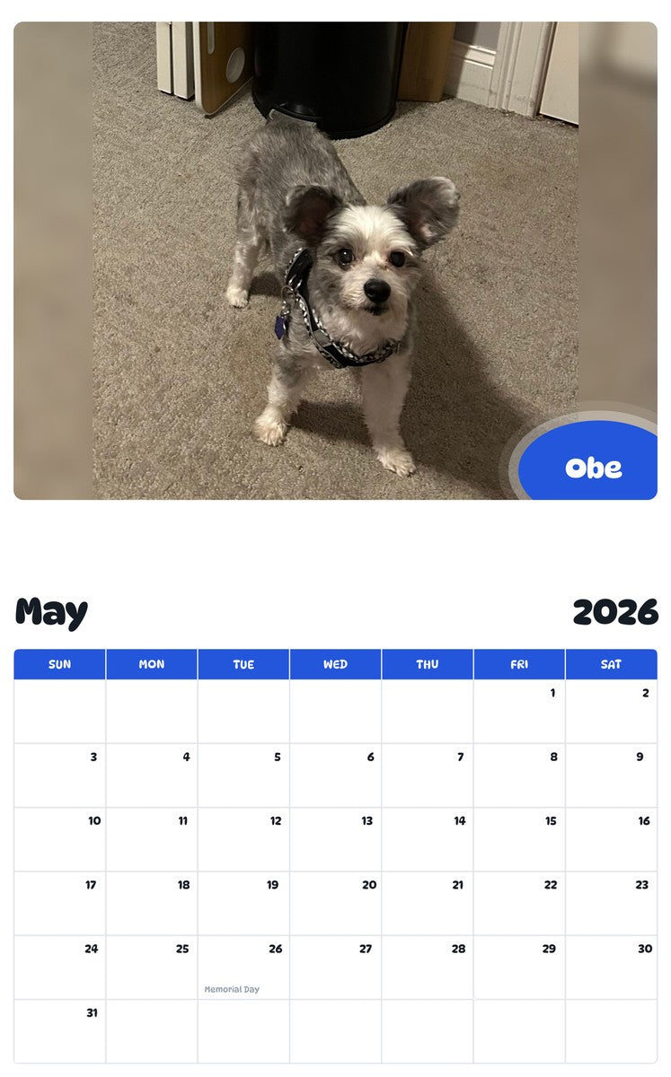 2026 - 2027 Obe - Pawidols Pet Calendar