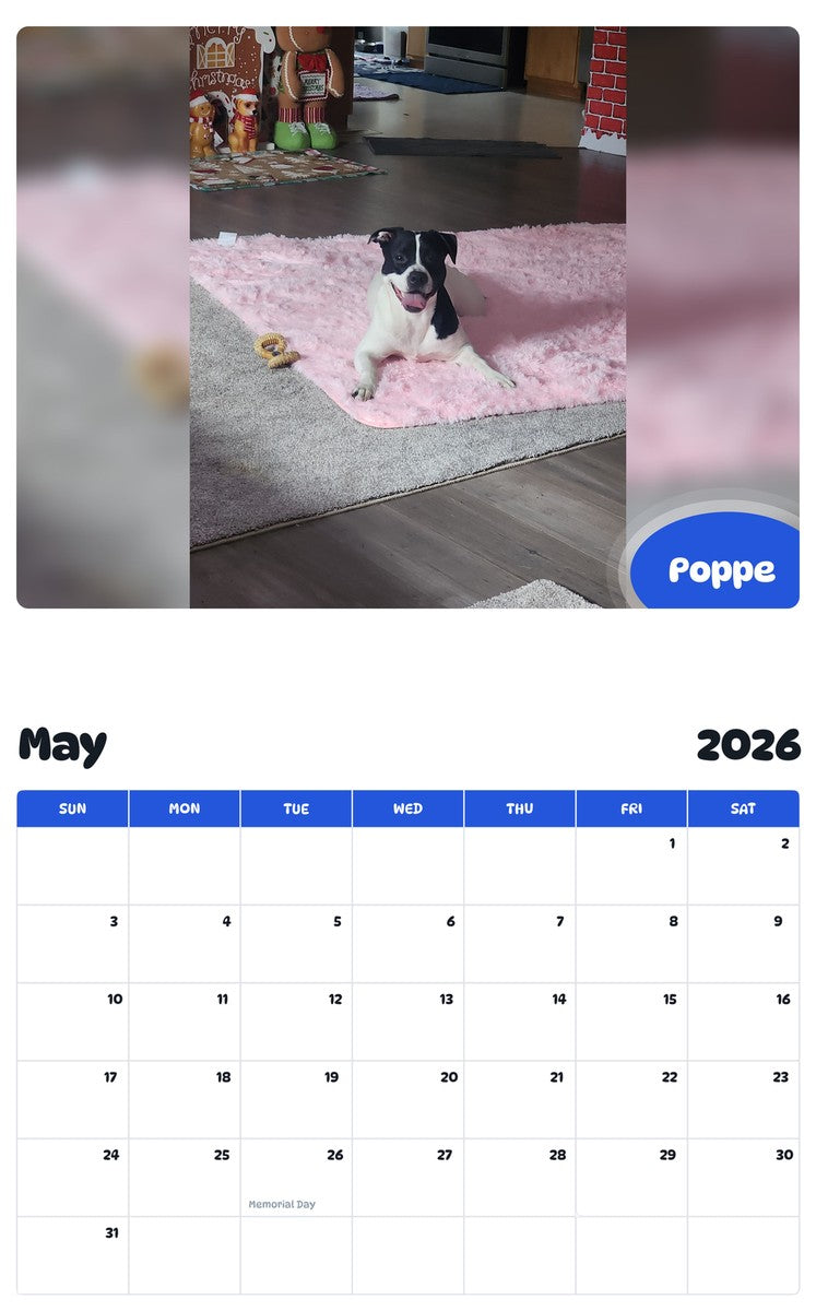 2026 - 2027 Poppe - Pawidols Pet Calendar