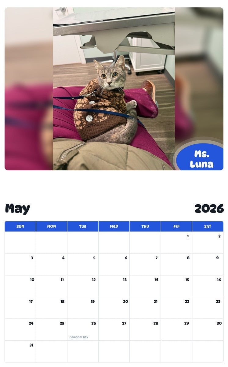 2026 - 2027 Ms. Luna - Pawidols Pet Calendar