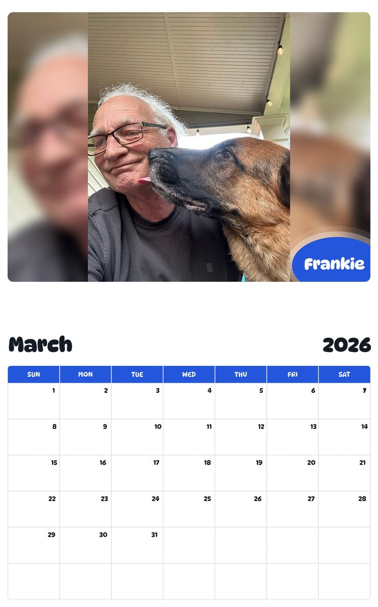 November 2025 - October 2026 Frankie - Pawidols Pet Calendar