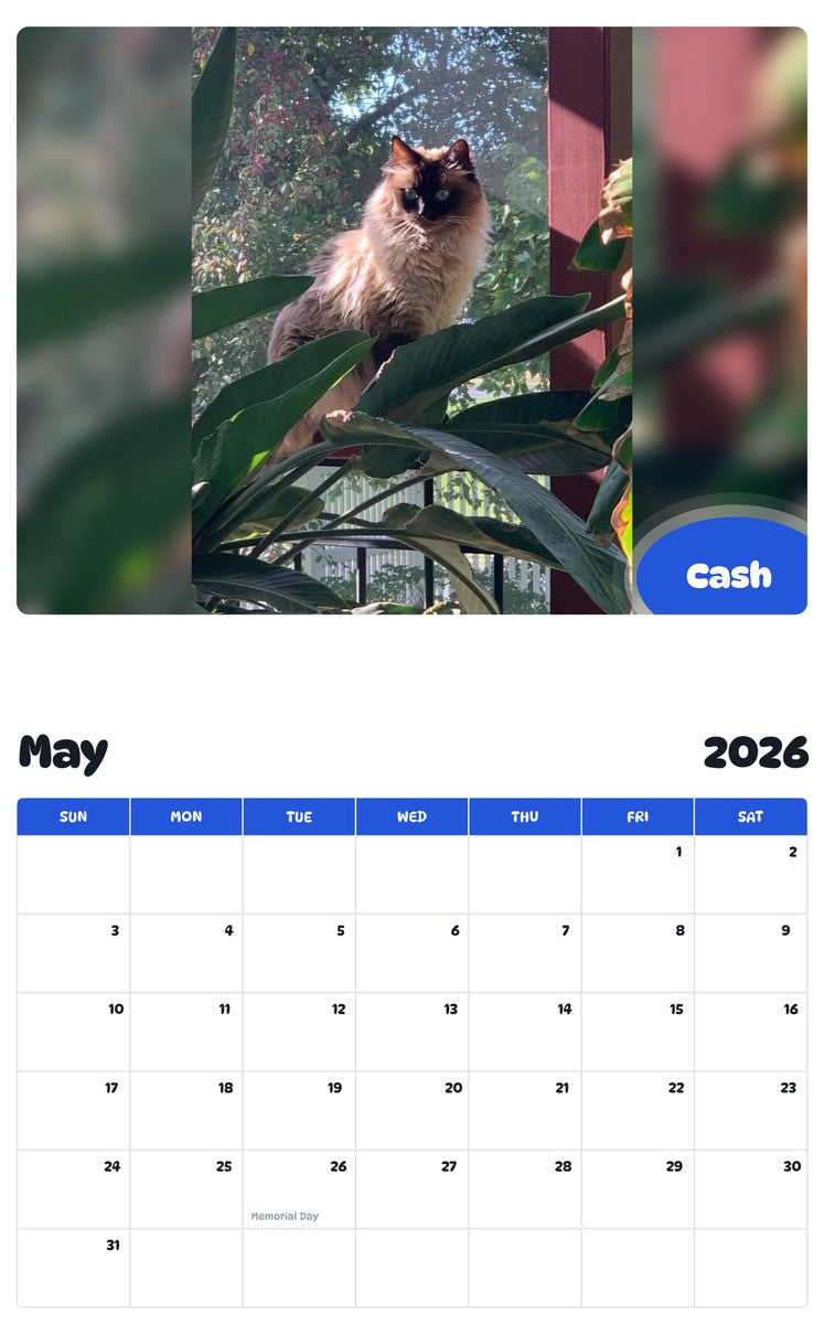2026 - 2027 Cash - Pawidols Pet Calendar