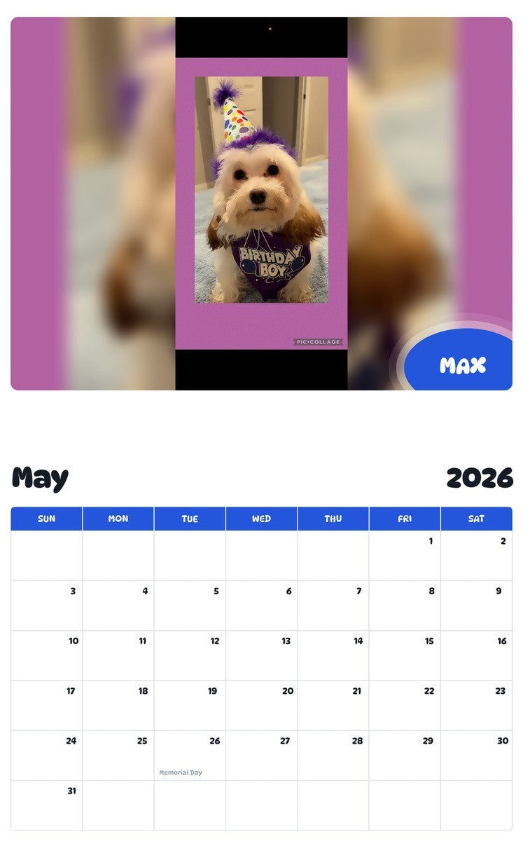 2026 - 2027 MAX - Pawidols Pet Calendar