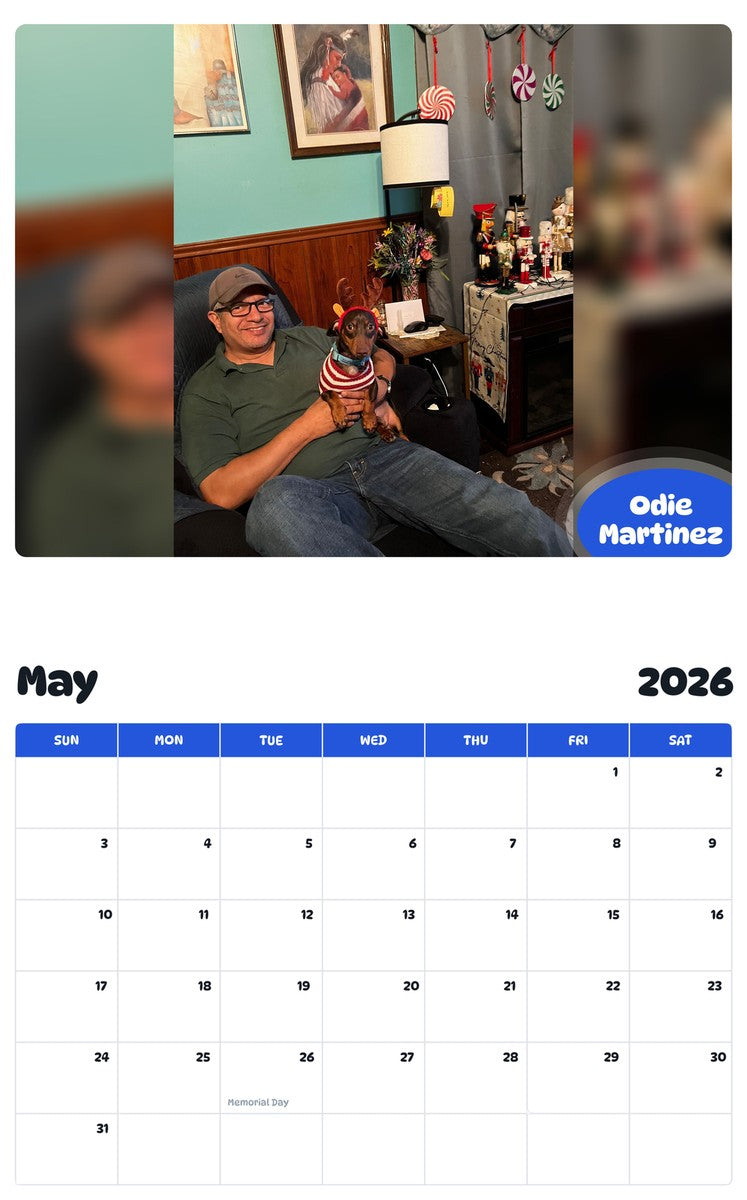 2026 - 2027 Odie Martinez - Pawidols Pet Calendar