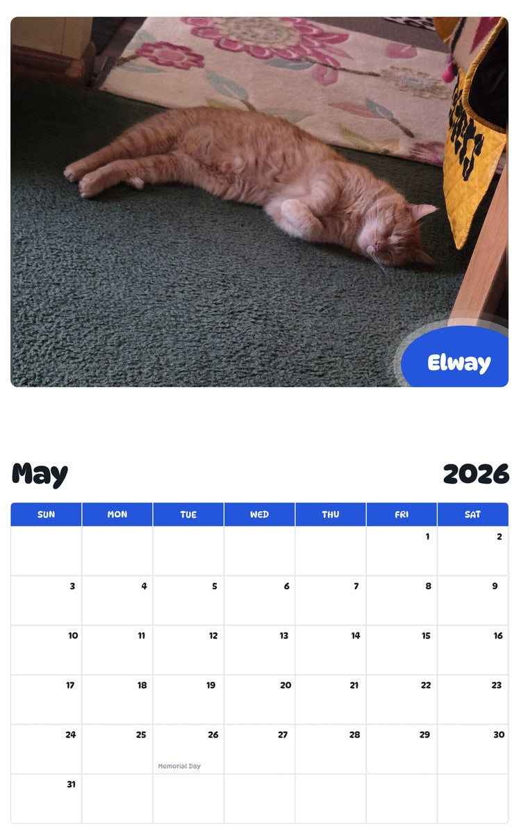 2026 - 2027 Elway - Pawidols Pet Calendar