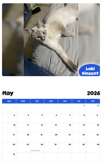 2026 - 2027 Loki Vincent - Pawidols Pet Calendar