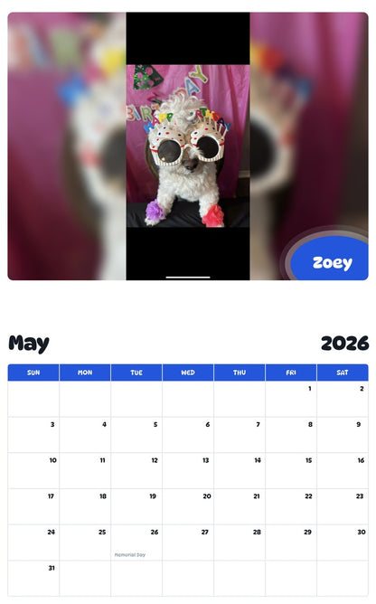 2026 - 2027 Zoey - Pawidols Pet Calendar