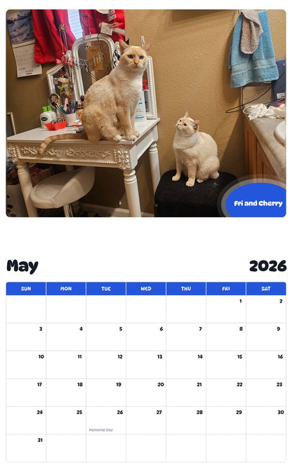 2026 - 2027 Fri and Cherry - Pawidols Pet Calendar