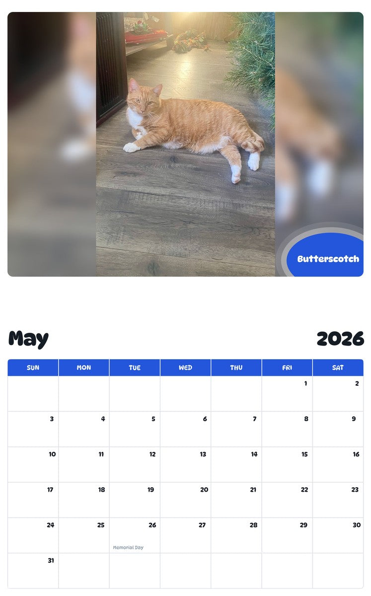 2026 - 2027 Butterscotch - Pawidols Pet Calendar