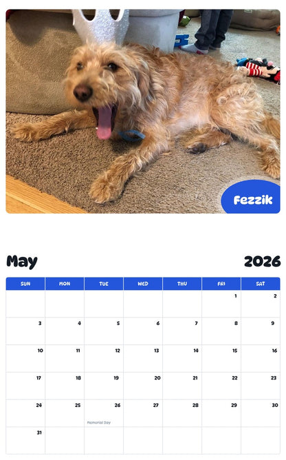 2026 - 2027 Fezzik - Pawidols Pet Calendar