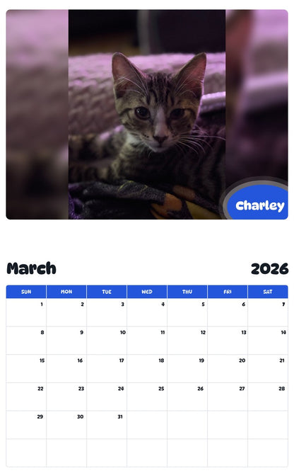 November 2025 - October 2026 Charley - Pawidols Pet Calendar