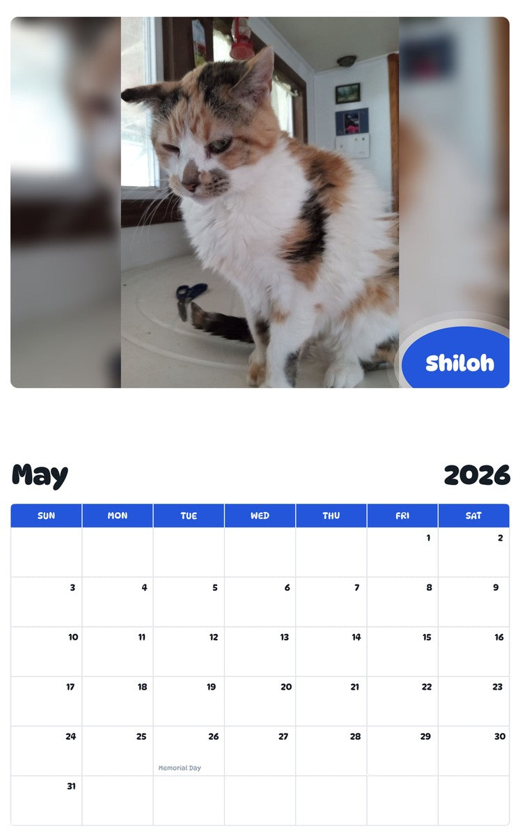 2026 - 2027 Shiloh - Pawidols Pet Calendar