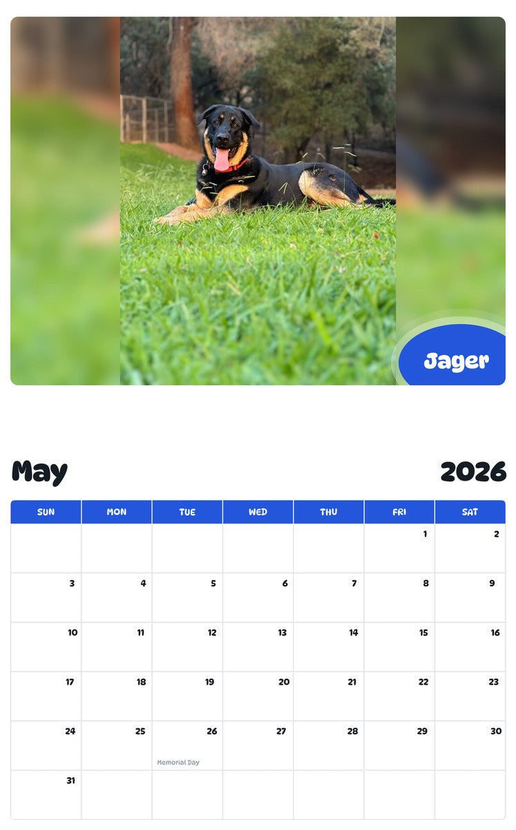 2026 - 2027 Jager - Pawidols Pet Calendar