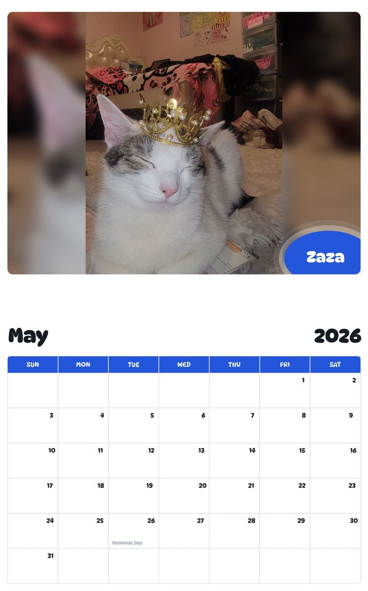 2026 - 2027 Zaza - Pawidols Pet Calendar