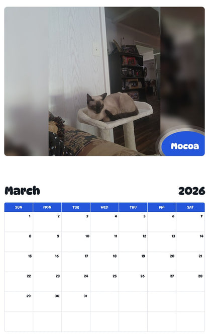 November 2025 - October 2026 Mocoa - Pawidols Pet Calendar