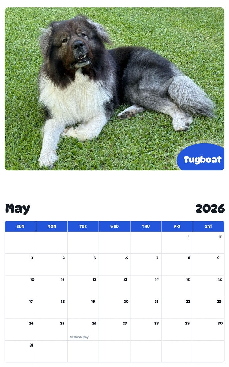 2026 - 2027 Tugboat - Pawidols Pet Calendar