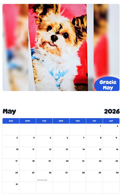 2026 - 2027 Gracie May - Pawidols Pet Calendar
