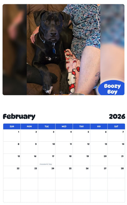 October 2025 - September 2026 Boozy Boy - Pawidols Pet Calendar