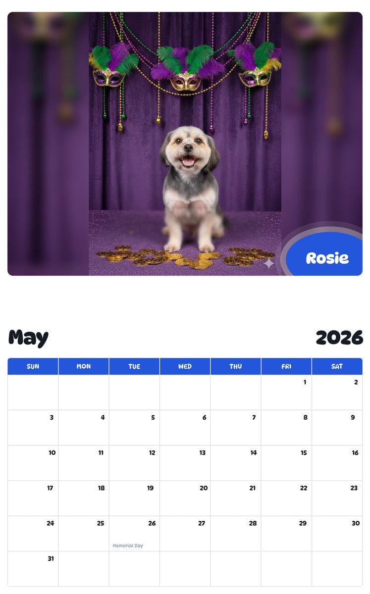 2026 - 2027 Rosie - Pawidols Pet Calendar