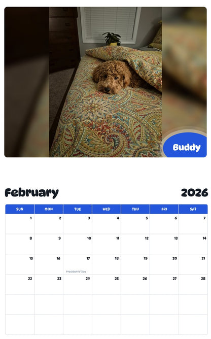 October 2025 - September 2026 Buddy - Pawidols Pet Calendar