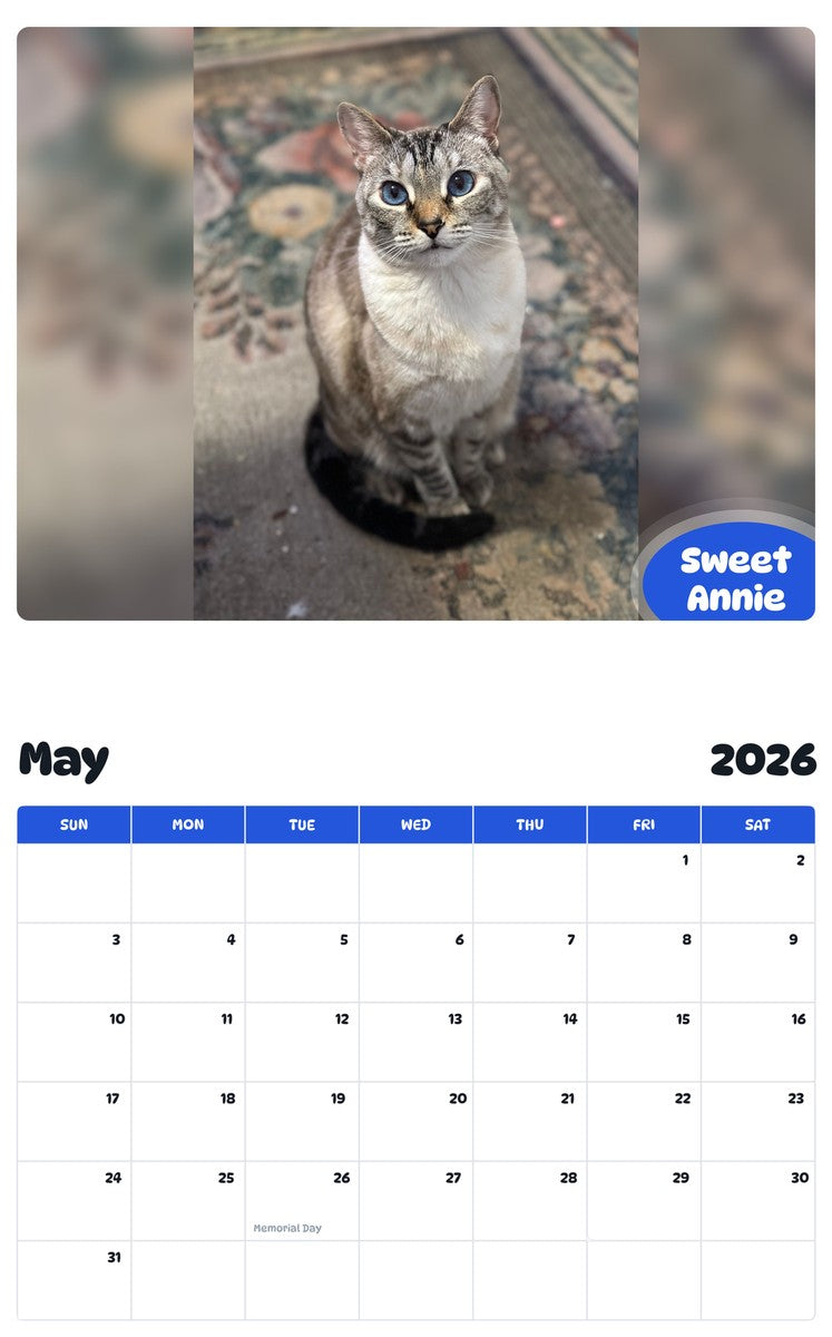2026 - 2027 Sweet Annie - Pawidols Pet Calendar