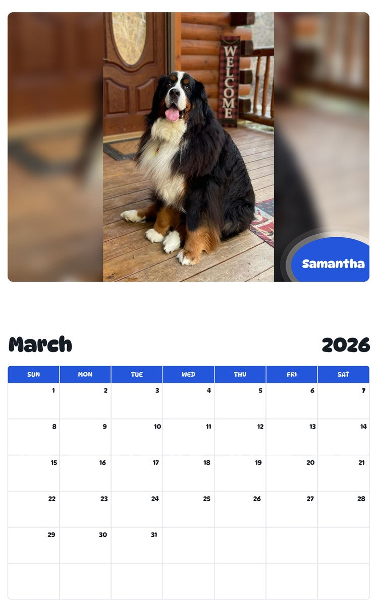 November 2025 - October 2026 Samantha - Pawidols Pet Calendar