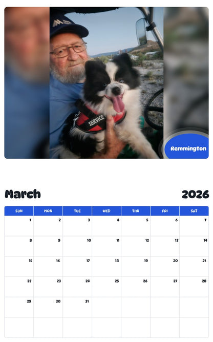 November 2025 - October 2026 Remmington - Pawidols Pet Calendar