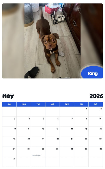 2026 - 2027 King - Pawidols Pet Calendar