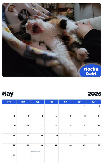 2026 - 2027 Mocha Swirl - Pawidols Pet Calendar