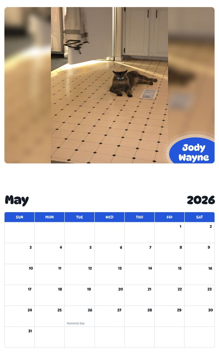 2026 - 2027 Jody Wayne - Pawidols Pet Calendar