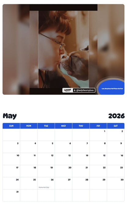 2026 - 2027 Leo Aloyisus Matthew Ketter - Pawidols Pet Calendar