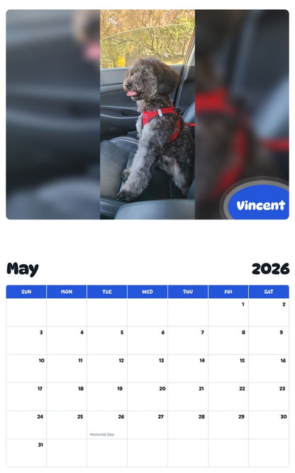 2026 - 2027 Vincent - Pawidols Pet Calendar