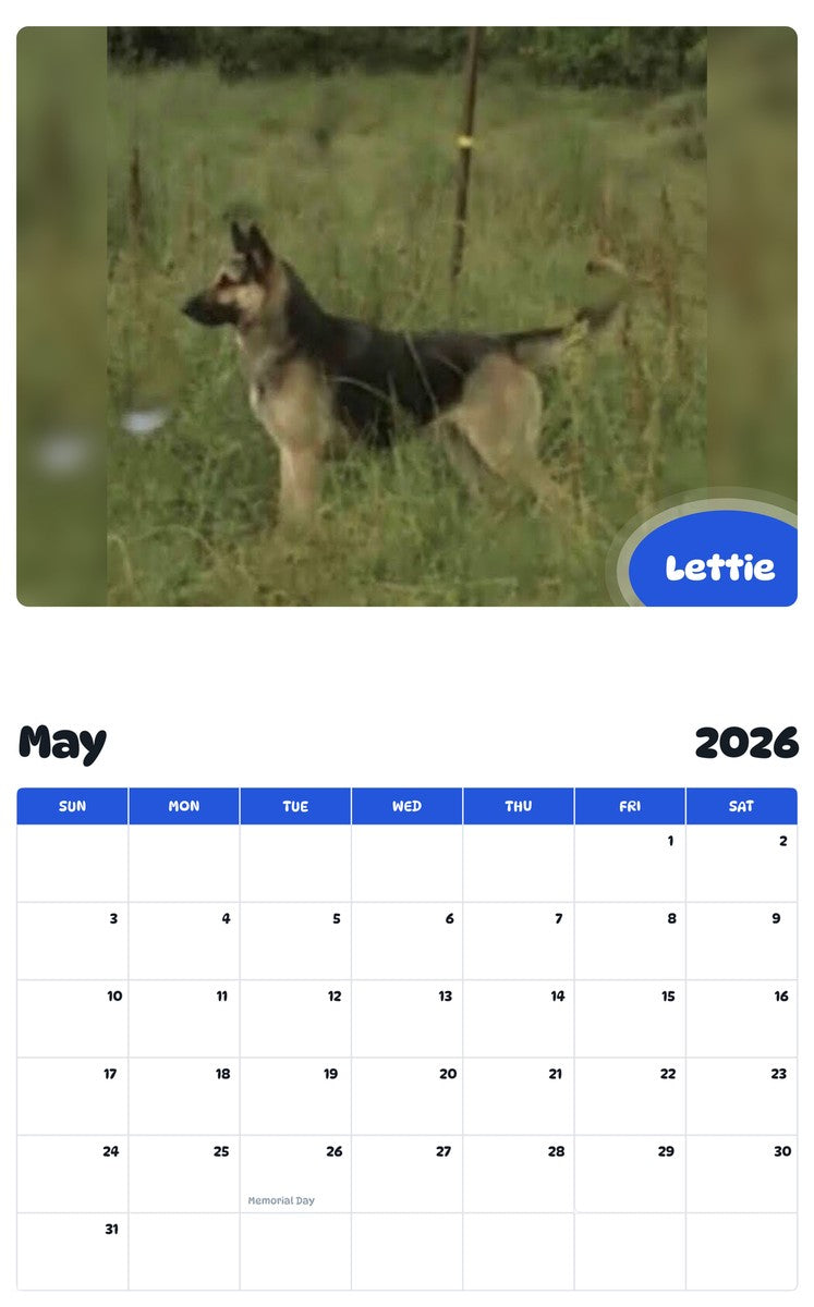 2026 - 2027 Lettie - Pawidols Pet Calendar