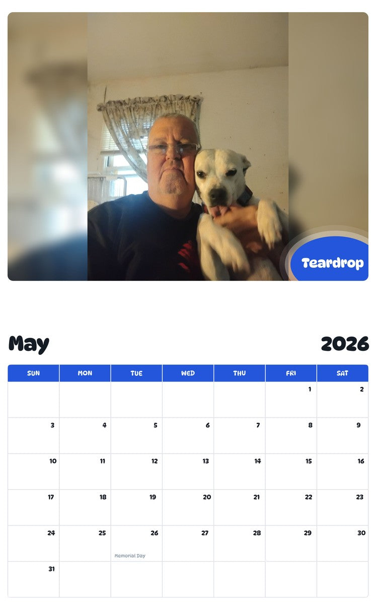 2026 - 2027 Teardrop - Pawidols Pet Calendar