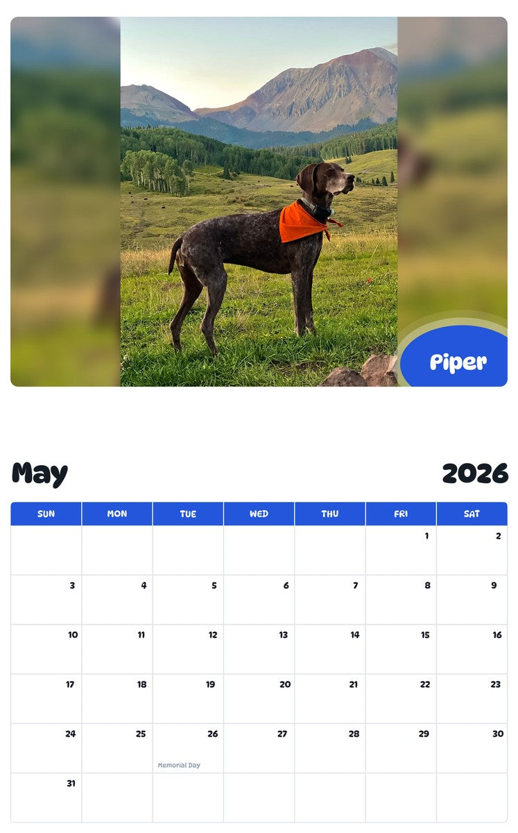 2026 - 2027 Piper - Pawidols Pet Calendar