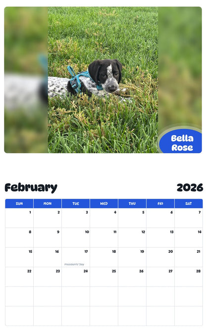 October 2025 - September 2026 Bella Rose - Pawidols Pet Calendar