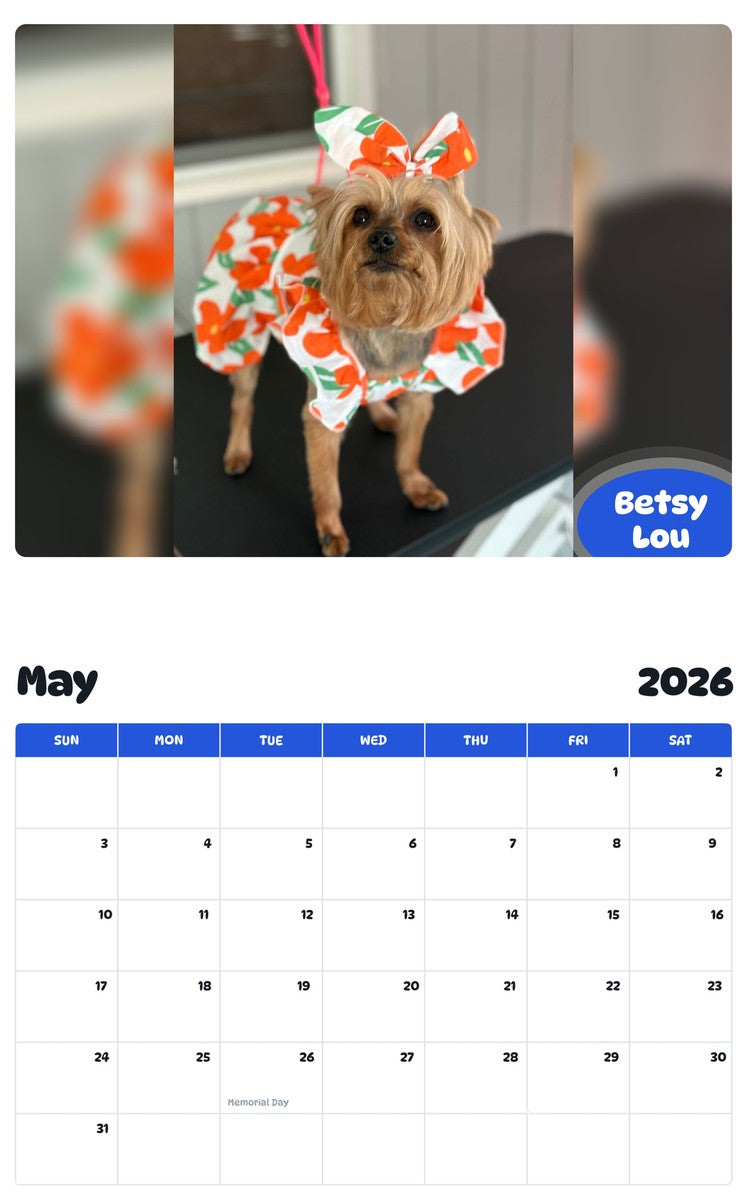2026 - 2027 Betsy Lou - Pawidols Pet Calendar