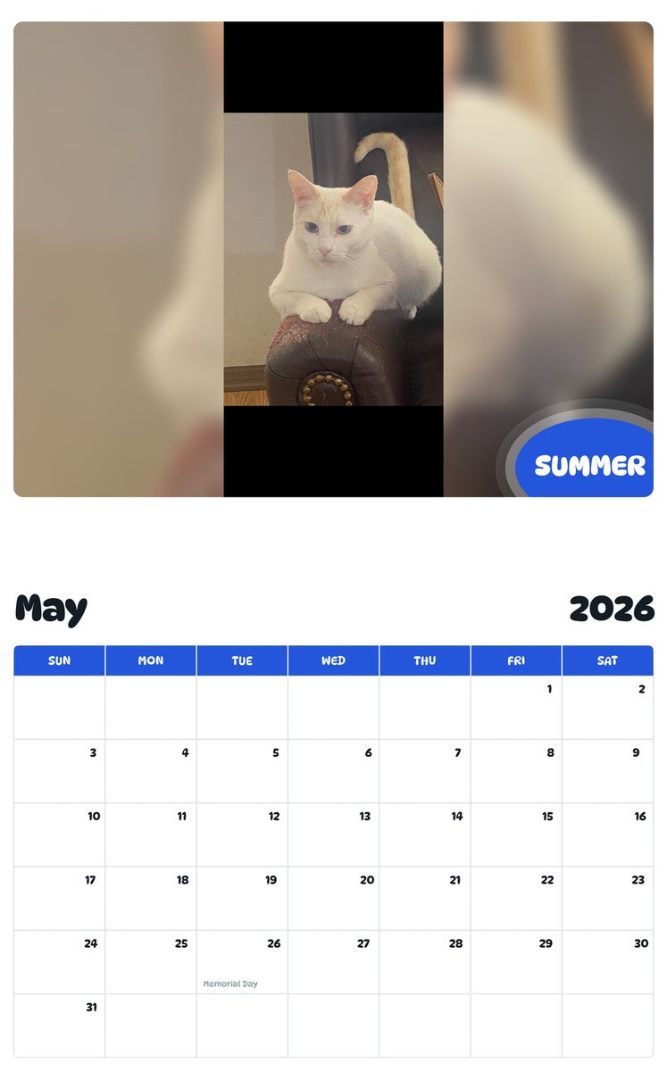 2026 - 2027 SUMMER - Pawidols Pet Calendar