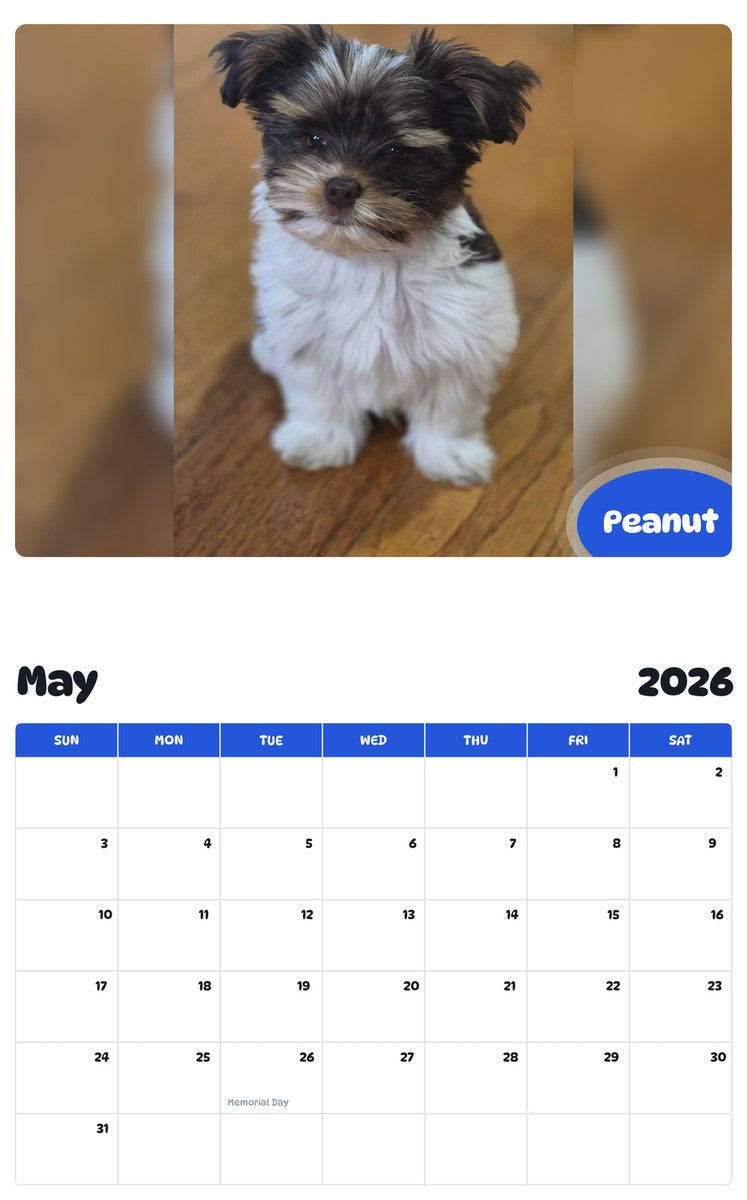 2026 - 2027 Peanut - Pawidols Pet Calendar