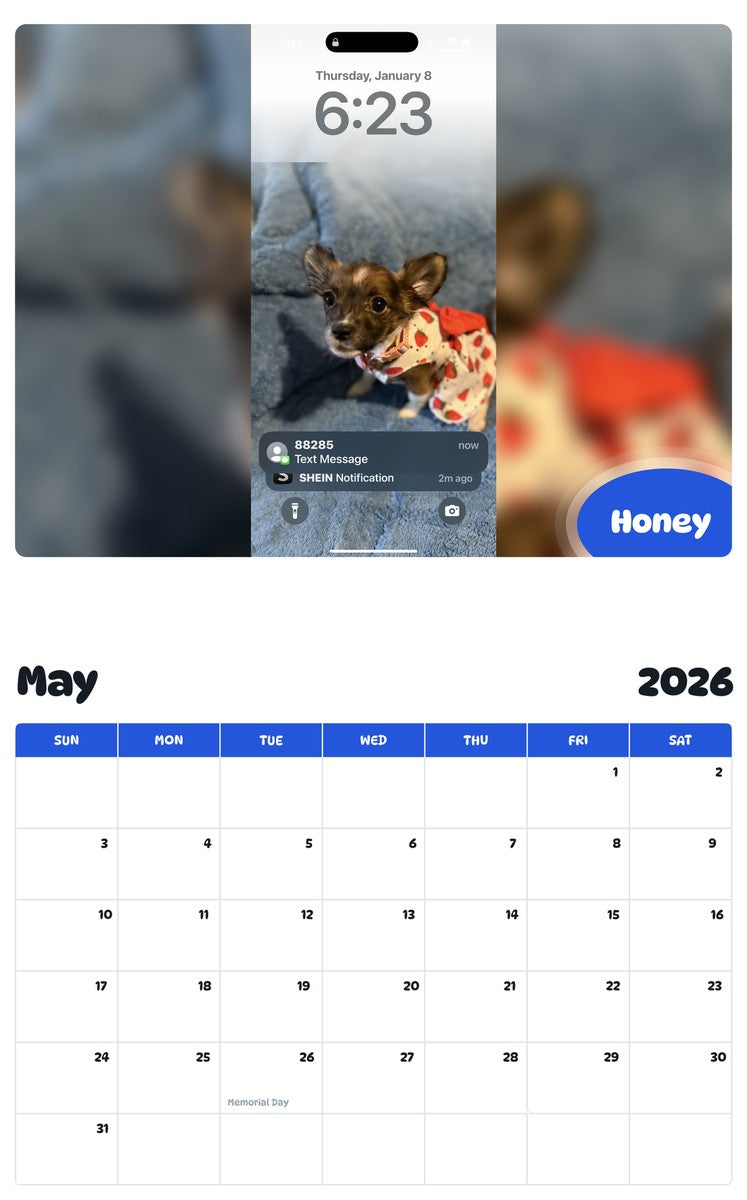 2026 - 2027 Honey - Pawidols Pet Calendar