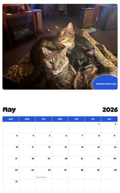 2026 - 2027 Miss Cass, Oliver & Ava - Pawidols Pet Calendar