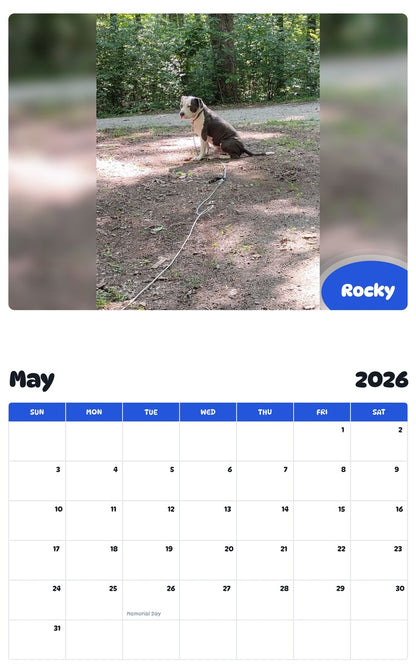 2026 - 2027 Rocky - Pawidols Pet Calendar