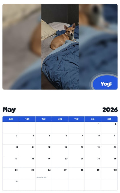 2026 - 2027 Yogi - Pawidols Pet Calendar