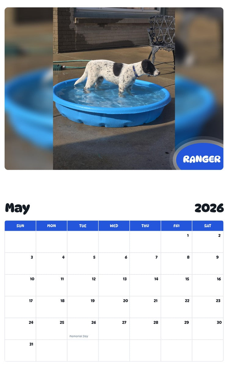 2026 - 2027 RANGER - Pawidols Pet Calendar