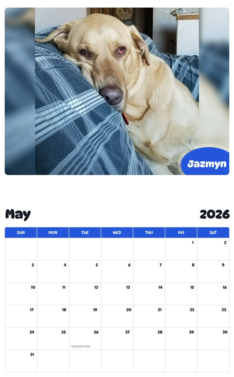 2026 - 2027 Jazmyn - Pawidols Pet Calendar